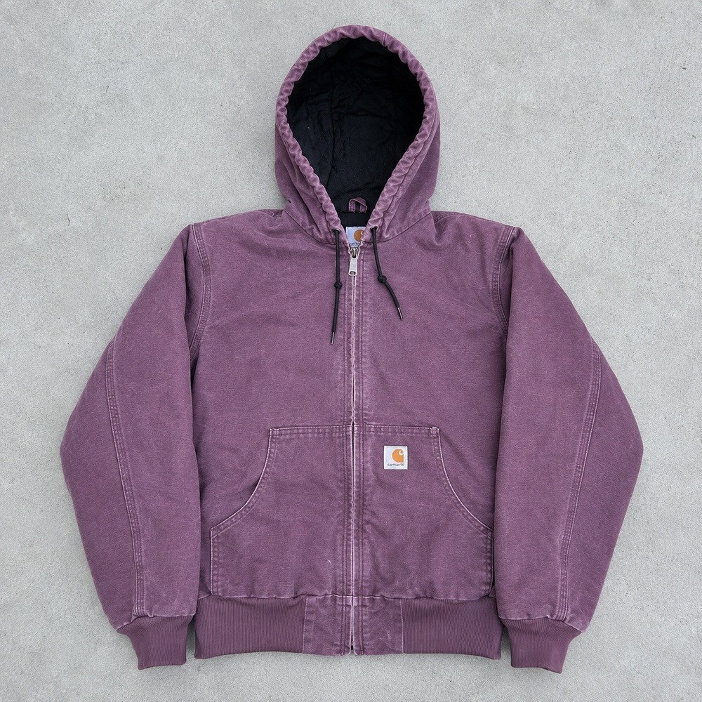 Carhartt WJ130 DPM Women Small Purple Canvas Jacket Quilted Hooded Vintage 90s